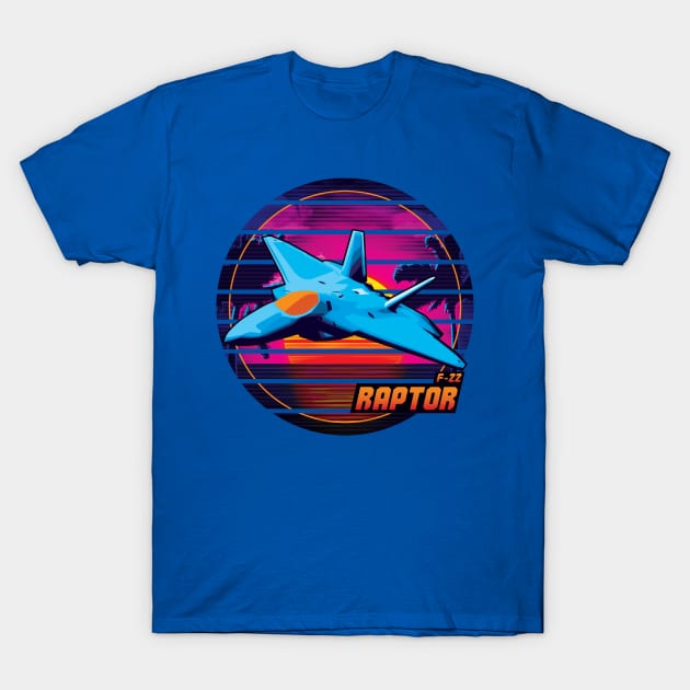 Neon Retro F-22 Raptor T-Shirt by patrickkingart